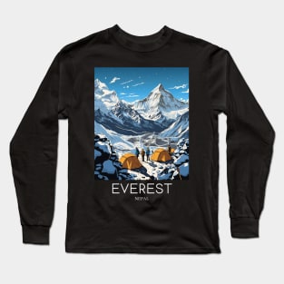 A Pop Art Travel Print of Mount Everest - Nepal Long Sleeve T-Shirt